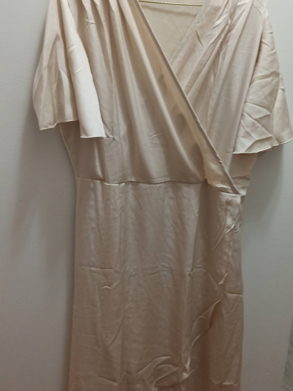 Elegant Cream Wrap-Front Women’s Dress